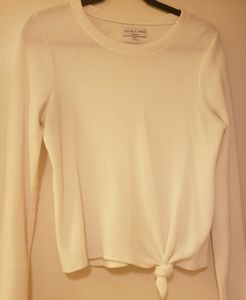 Madewell Texture & Thread Ribbed Tie Front Sweater